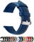 Fullmosa 12 Farben Uhrenarmband, Axus Serie Lederarmband Ersatz-Watch Armband mit Edelstahl Metall Schließe für Herren Damen 14/16/18/19/20/22/24mm, Dunkelblau 24mm