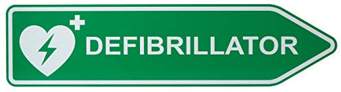 MedX5 Defibrillator (AED) Straßenschild (Rechtsweisend), 60cmx15cm Standort Kennzeichnung, Defi Standortschild, AED Markierung