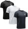 MEETWEE Sportshirt Herren, Laufshirt Kurzarm Mesh Funktionsshirt Atmungsaktiv Kurzarmshirt Sports Shirt Trainingsshirt für Männer, Schwarz+grau+weiß, L