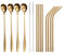GRÄWE Lot de 14 pailles en acier inoxydable doré
