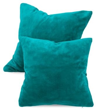 npluseins 2er Pack Kissenhüllen aus Coral-Kuschel-Fleece (2 Stück) 1257.1667, ca. 40 x 40 cm, Petrol