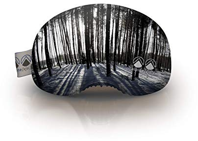 alpine [vju:] - Protection des lunettes de ski | Couverture de protection pour lunettes | élastique en microfibre | unisexe (forêt - noir/blanc)