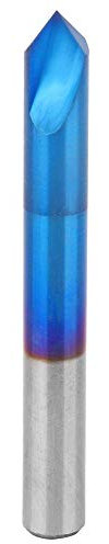 Fresa de extremo Fresa de chaflán de 90 grados, cortador de 2 flautas Fresa de biselado de carburo Revestimiento azul Chaflán Herramienta de mano de fresa de fresado(6 * 50mm)