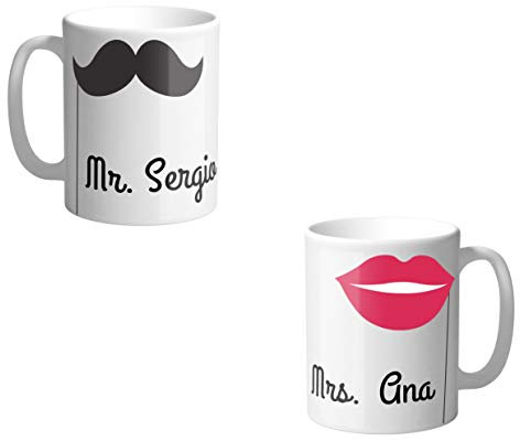 AR Regalos Pack de Tazas Pareja Personalizadas Mr y Mrs