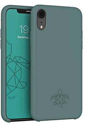 turtleandcase Silikonhülle für iPhone XR (6,1) - Liquid Silicone Case - Kostenloses Panzerglas - Hochwertiges Silikon Schutz - Kratzfestes Mikrofaserfutter Schutzcase (iPhone XR, Piniengrün)
