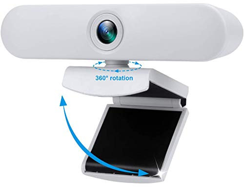 DYHQQ Nuova Webcam Bianca aggiornata con Doppio Microfono, Computer USB 1080P HD Streaming Web Camera ruotabile di 360 Gradi per PC Laptop Desktop Mac con Clip Girevole Flessibile,A
