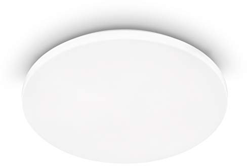 EGLO Deckenlampe mit Bewegungsmelder innen Frania-M Ø 33 cm, LED Deckenleuchte mit Tageslichtsensor aus Stahl und Kunststoff in Weiß, LED Wandlampe warmweiß
