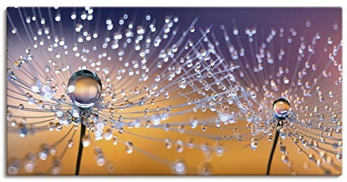 ARTLAND Wanddeko Leinwand Bilder Wandbild 150x75 cm Querformat Pusteblume Blumen Natur Pflanzen Abstrakt Modern Orange U1TA
