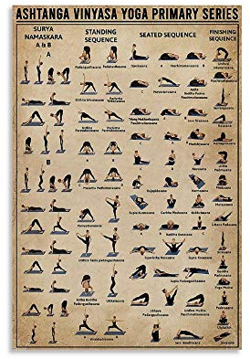 xingyao Póster retro de yoga Ashtanga Vinyasa, serie primaria, lienzo decorativo para pared, sala de estar, dormitorio, 20 x 30 pulgadas (50 x 75 cm)