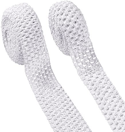 Pandahall Elastisches Häkel-Stirnband, 3,8 cm und 5,3 cm breit, gehäkeltes Stretch-Band, Stoff für Haarschleifen für Mädchen, Taillenbund, Tutu für Baby