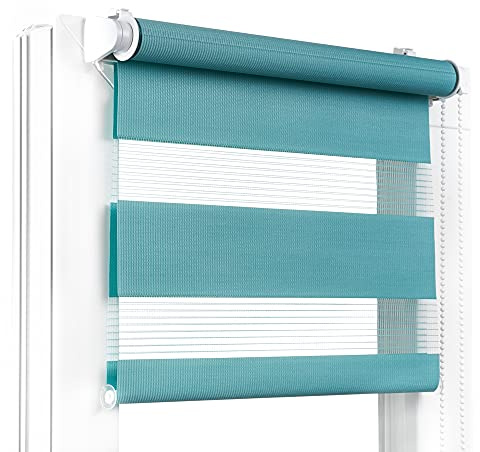 Fenster DEKOR - Rollos für Fenster Hell-Meergrün - Klemmfix Rollo ohne Bohren B60 x H150 cm - Doppelrollo mit Einer Breiten Auswahl an Größen und Farben - Blickdichte Rollos, einfach zu montieren