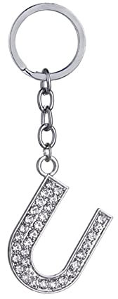 Anawakia Schlüsselanhänger Alphabet 26 englische Buchstaben Glitzersteine Strasssteine Anhänger mit Initialen A B C D E F G H I J K L M N O P R S T U V W X Y Z (U)