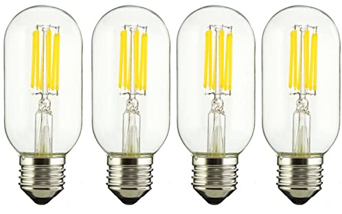 Aiwerttes E27 Schraubbirne 6W LED Vintage Edison Filament Glühbirne,T45 Kaltweiß 6000K,LED Licht Klarglas Abdeckung AC 220-240V Nicht dimmbar,4er Pack