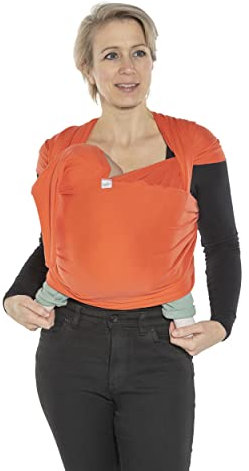 SCHMUSEWOLKE Flexi Erstlingstuch - Baby Tragetuch für Neugeborene und Babys - aus Baumwolle - bis 8 kg - Mandarin