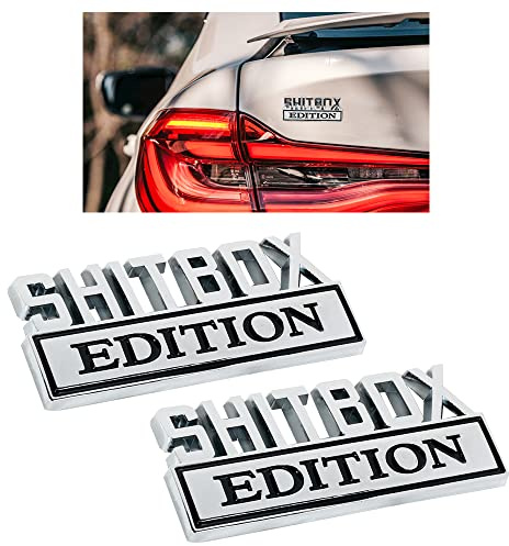 VAGURFO Shitbox-Edition-Embleme, Auto-Embleme, 3D-Aufkleber, personalisierbar, 3D-Fender-Aufkleber, Namensschild, Ersatz, kompatibel mit den meisten Autos, LKWs, SUVs, 2 Stück