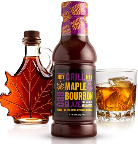 Hey Grill Hey | BBQ Glaze | BBQ Sauce | Bourbon Glaze | Sweet Sauce for Ribs, Chicken, Salmon | Grilling Essentials | Maple Bourbon
