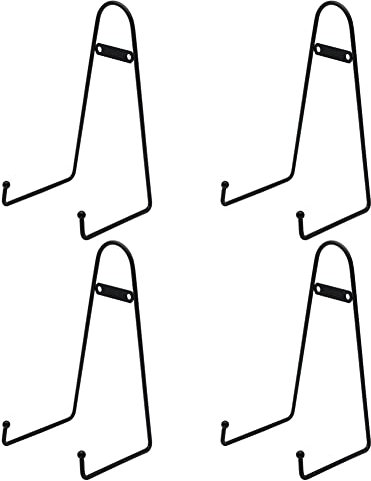 4Pcs Metal wall Mount Display Easel, Black Plate Hanger Picture frame Stand Vertical Plate Stand Holders for Pictures Photo Dish Decoration (8 inch)