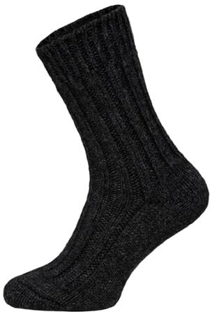 HomeOfSocks 2 Paar Alpaka Socken Herren Und Damen - Dicke Wollsocken Mit 50% Wollanteil, Natürliche Regulierung Der Fußtemperatur | Anthrazit Gr. 39-42