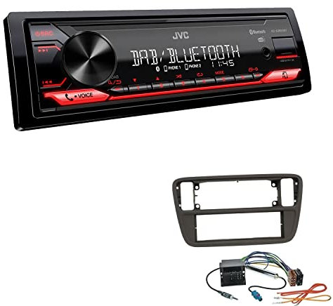 JVC KD-X282DBT 1-DIN Digital Autoradio DAB+ Bluetooth USB Einbauset passend für Seat MII ab 2011 schwarz