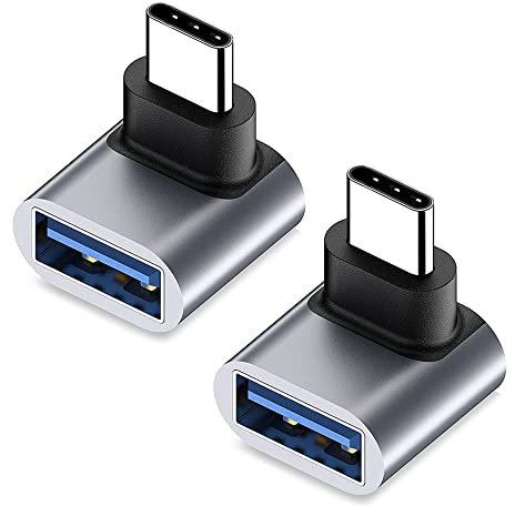 GELRHONR 90 Grad USB C auf USB 3,1 OTG Adapter, rechtwinkliger Typ C Stecker auf USB Buchse Adapter, 100W Schnellladung 10G Datenübertragung für Smartphone, Tablet, Laptop-2Pack