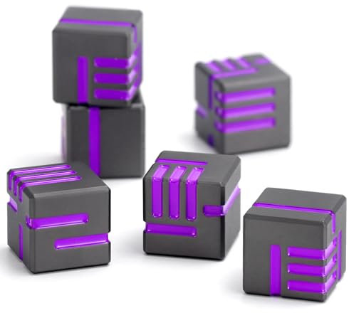 Technologie Metall Würfel, DND Würfel Set 6mm, ZHOORQI W6 Spielwürfel Neu Gestaltete Konzept Würfel für Dungeons and Dragons und RPGs(D6-Gun Purple)