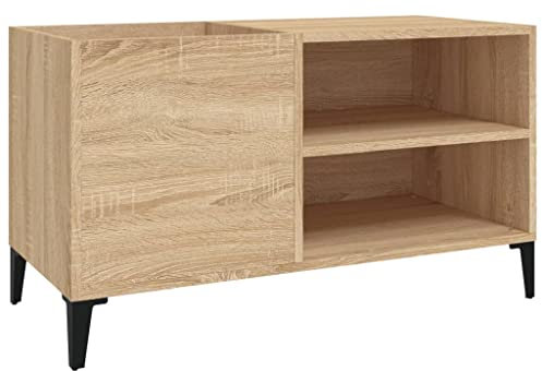 vidaXL Mobile Porta Dischi Rovere Sonoma 84,5x38x48 Legno Multistrato, mobile per giradischi, porta dischi, mobiletto porta vinili