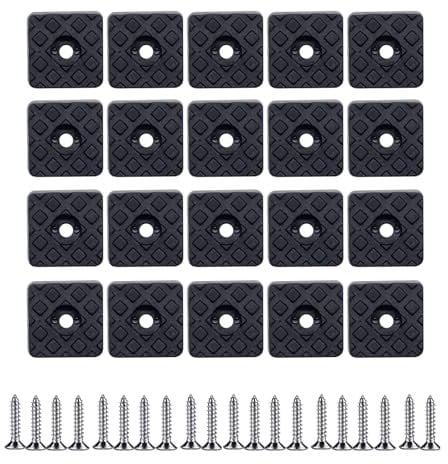 20 Pcs Non-Slip Rubber Feet,Rubber Furniture Pads,23mm Square Rubber Chair Leg Floor Protectors with Screws,Non Slip Non Scratch Pads for Garden Furniture Chairs,Wood Floor Protector Pads(Black)