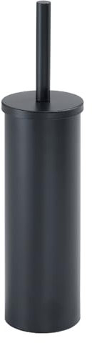 Gedy Tonga Escobillero baño, Escobilla baño, Negro Mate, Acero Inoxidable, 9,1 x 9,1 x 37,7