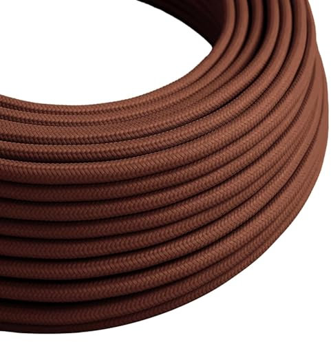 5Meters 3 Core Round Vintage Fabric Braided 0.75mm Flex Flexible Cable Electrical Wire for DIY Lamps Industrial Pendant Lights Lighting Appliances (Brown)