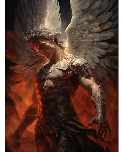 Artery8 Archangel Michael Powerful Warrior Conceptual Artwork Champion of Justice Armour Angel Wings Large Wall Art Poster Print Thick Paper 18X24 Inch