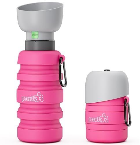 Pecute Bouteille d'eau pour Chien Portable 850ml avec Gamelle d'eau, Distributeur d'eau pour Chien Chat Portable Gourde Anti-Fuite Non-Toxique, Balade Voyage Randonnée