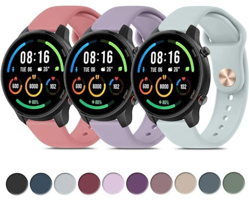 Vancle 3 Piezas Correa de Reloj de 22mm para Xiaomi Mi Watch/Mi Watch Color Sport/Xiaomi Watch S1 / Watch S1 Active/Watch S3 / Watch 2/Watch 2 Pro, Correas de Silicona Pulseras Deportiva de Repuesto