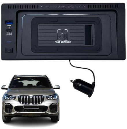 GQQSXZNTD 2024 New Version Car Wireless Charger for BMW X5 F15/X6 F16 (2014-2018) All Models, 15W Fast Charging Phone Charger Tray with 27W USB + Type-c Port Qi Phone Wireless Charger, Black