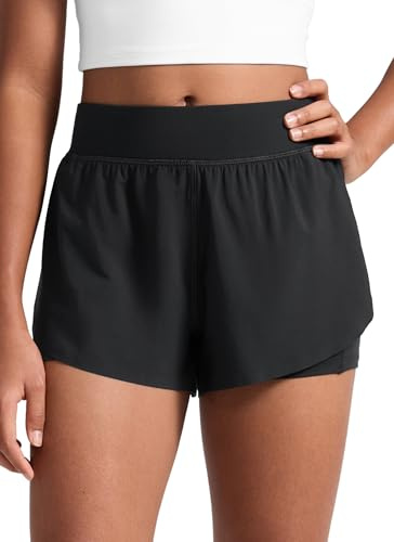 CRZ YOGA Filles Dauphin Shorts Deux en Un Noir M