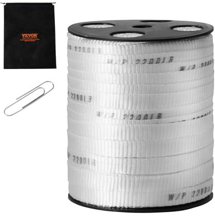 VEVOR Cinta de Tracción de Poliéster, Cuerda Plana de Cinta de Mula de 96,9 m x 1,6 cm, Capacidad de Tracción de 2200 lbf, Cinta de Tracción de Cable Impresa para Embalaje, Jardinería, Electricidad
