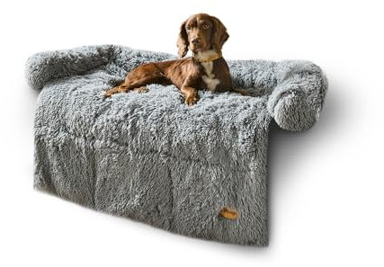 Silentnight Calming Dog Sofa Protector - Pet Sofa Cover Protector Bed for Dogs Cats with Non Slip Base and Soft Plush Fabric Reducing Pet Anxiety - Machine Washable - Small