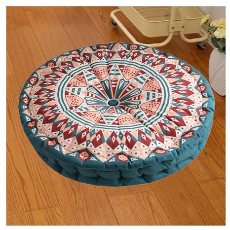 ILiemao Sitzkissen für Stuhl Garten Küchenstuhl Boden Draußen mit Griff, Outdoor 45 cm, Sitzkissen Rund, Stuhlkissen für Bank, Sitzauflage, Bodenkissen Boho, Sitzerhöhung Stuhl, Sesselauflage(R10)