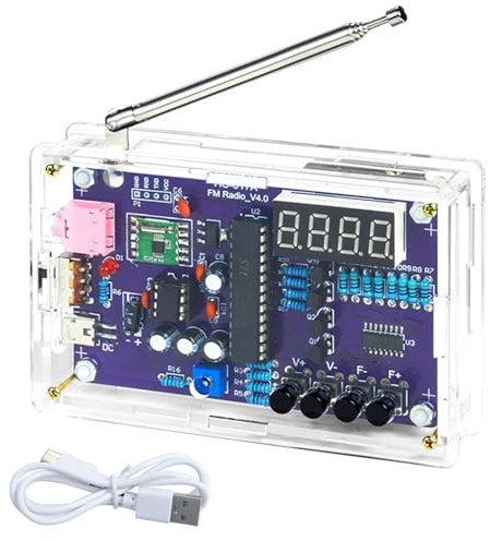 FM Radio Kit, Soldering Practice Kits, DIY Electronic Project Kit FM 87-108MHz with 2 Power Supply Modes, Soldering Learning and Teaching for Beginners, Adults, Kids
