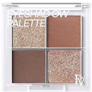 FV Palette Ombretti Alta Pigmentazione - Setosa, Lunga Durata, 4 Tonalità Metallizzate E Opache, Finitura Naturale Per Make-Up Giornaliero (Dark Brown)