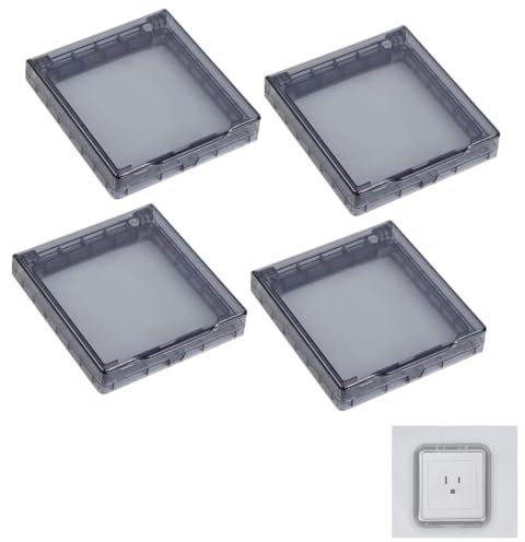 Schalter Abdeckungen Stecker Box, Tranparente Schwarz Steckdosenabdeckung Typ 86 Flip Steckdose Abdeckung Selbstklebend Steckdosenschutz Abdeckungen Für Zuhause,Draußen,Hauchdünn Wasserdicht,4 Stück