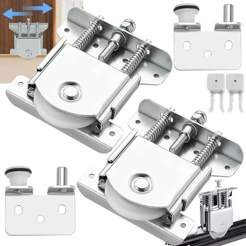 lankai 4 Piezas Ruedas Puerta Corredera Armario, Ruedas Deslizantes Para Puerta Del Armario, Ruedas Correderas Para Muebles Armario Durable, ParaArmario, Ventana, Puertas Correderas(Plateado)