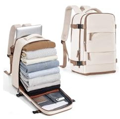 BJLFS Sac à Dos de Voyage Femme Cabine Avion 40x30x20 Ryanair Wizzair | Bagage Cabine 40x30x20 Vueling Bagage à Main Homme Sac à Dos pour Ordinateur Portable Beige marron