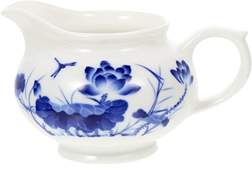 Blauweißes Milchkännchen aus Keramik mit Griff, 1 Stück für Kaffee | Porzellan, Platzsparend Verstaubar, Landhausstil, Schlicht und Elegant, Hotels und Lebensmittelgeschäfte
