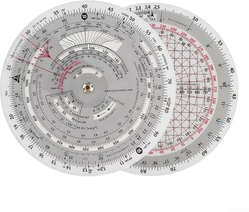 Aviation Plotter Flight Ruler, Plotter Circular Slide Rule, Computer Aviation Plastic Circular Navigation Calculator (E6B-R2)