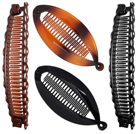 4 Stück Banana Clip Dickes Haar,Bananenspange Haare Bananen Haarspangen Damen Haarspange Banane Haarklammern Hair Clips Haarklammer Set Vintage Bananenklammer Klein,für Dünnes Feines Thick Lockiges