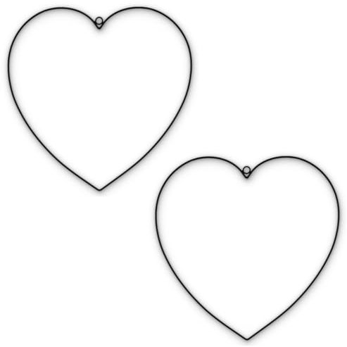 Metall-Herzen 2er Set zum Aufhängen Ø 30 cm schwarz als Draht-Herzen zum Basteln für Herz-Deko