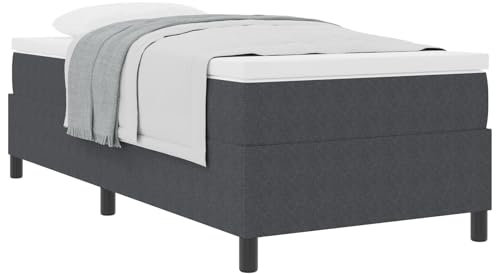 vidaXL Boxspringbett mit Matratze Dunkelgrau 80X200 cm Cordura-Stoff Langlebige Konstruktion Bequeme Schlafoberfläche Inklusive Topper Hochwertiges einzelnes modernes Hybrid mittelfestes Rahmen