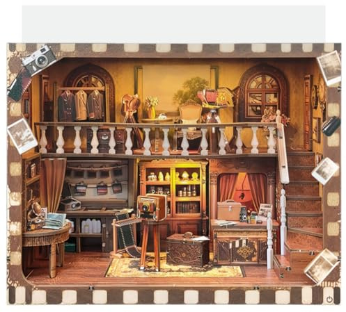 KingStora DIY Nostalgisches Fotostudio Book Nook, Vintage Fotografie Szene Modell, Zeitgedächtnis Thema 3D Buchstütze für Erwachsene