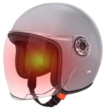 Arroopu Casco Motociclista Grande | Casco Moto Mezzo Viso,Equipaggio Protettivo Corsa con Visiera per Scooter Sportivo,Per Pendolarismo Avventura all'Aperto Scooter e Sportbike