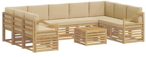 vidaXL Sofagarnituren 10 pcs Weiß und Beige 59 x 59 x 37 cm Polyester, Gartenmöbel, modernes Outdoor-Sofa, gemütliche Sitzgruppe für Terrasse und Lounge, langlebig und bequem